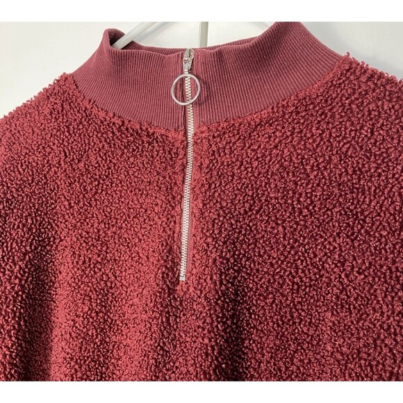 SO Womens Sherpa 1/4 Zip Sweater Burgundy Size Small - Picture 5 of 8